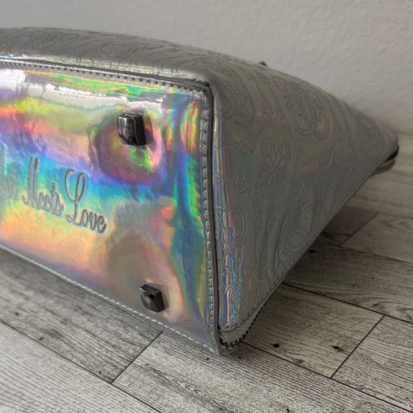 Sharif Legacy Logo Mirror Metallic City Satchel - Picture 10 of 15